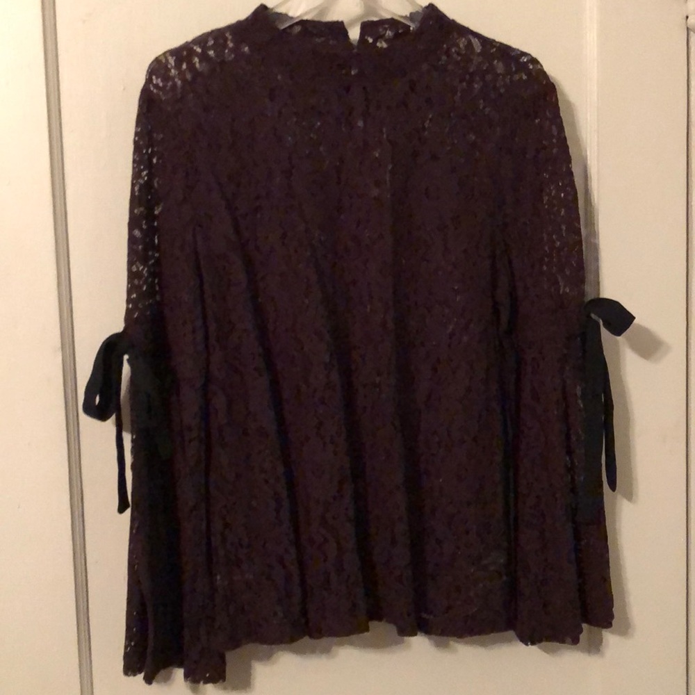 Dark purple lace bell sleeve shell from loft